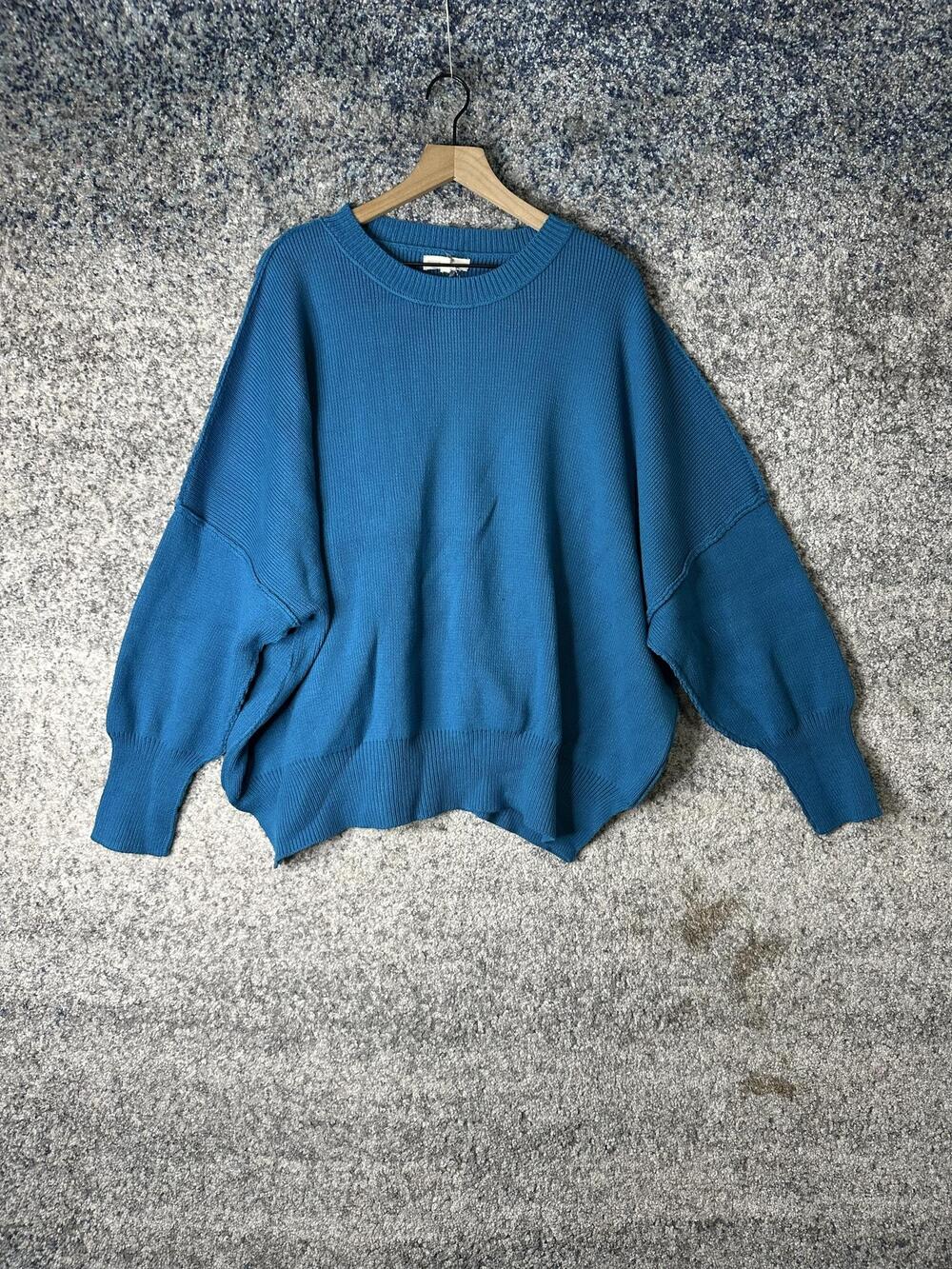 Entro Sweater Womens Large Blue Knit Crewneck Dolman Sleeve Oversized Pullover